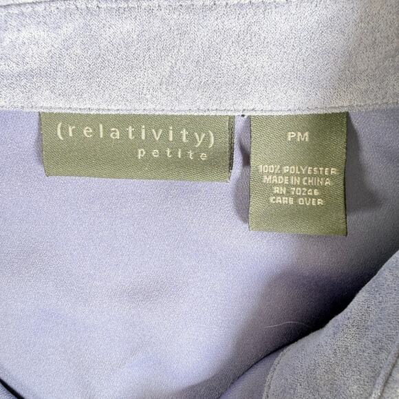 Relativity Faux Suede Women's Purple Button Up Long Sleeve PM Petite Medium Y2k - Picture 2 of 6